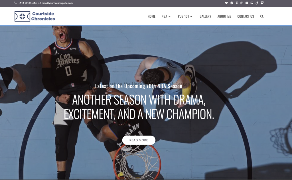 website of basketball sport, example of classmate